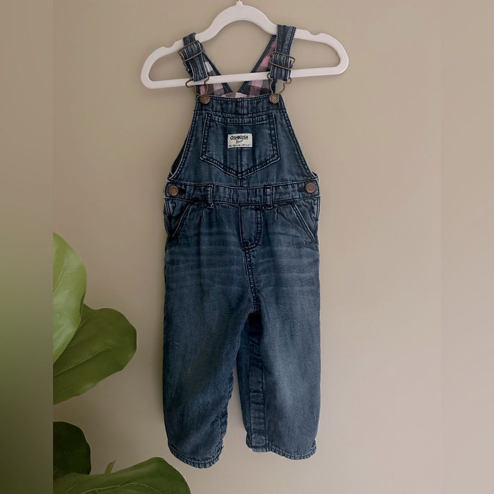 OshKosh Overalls Girls Denim Flannel Lined || size 18 months